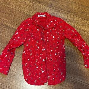 H&M Kids Red Festive Button Down Shirt